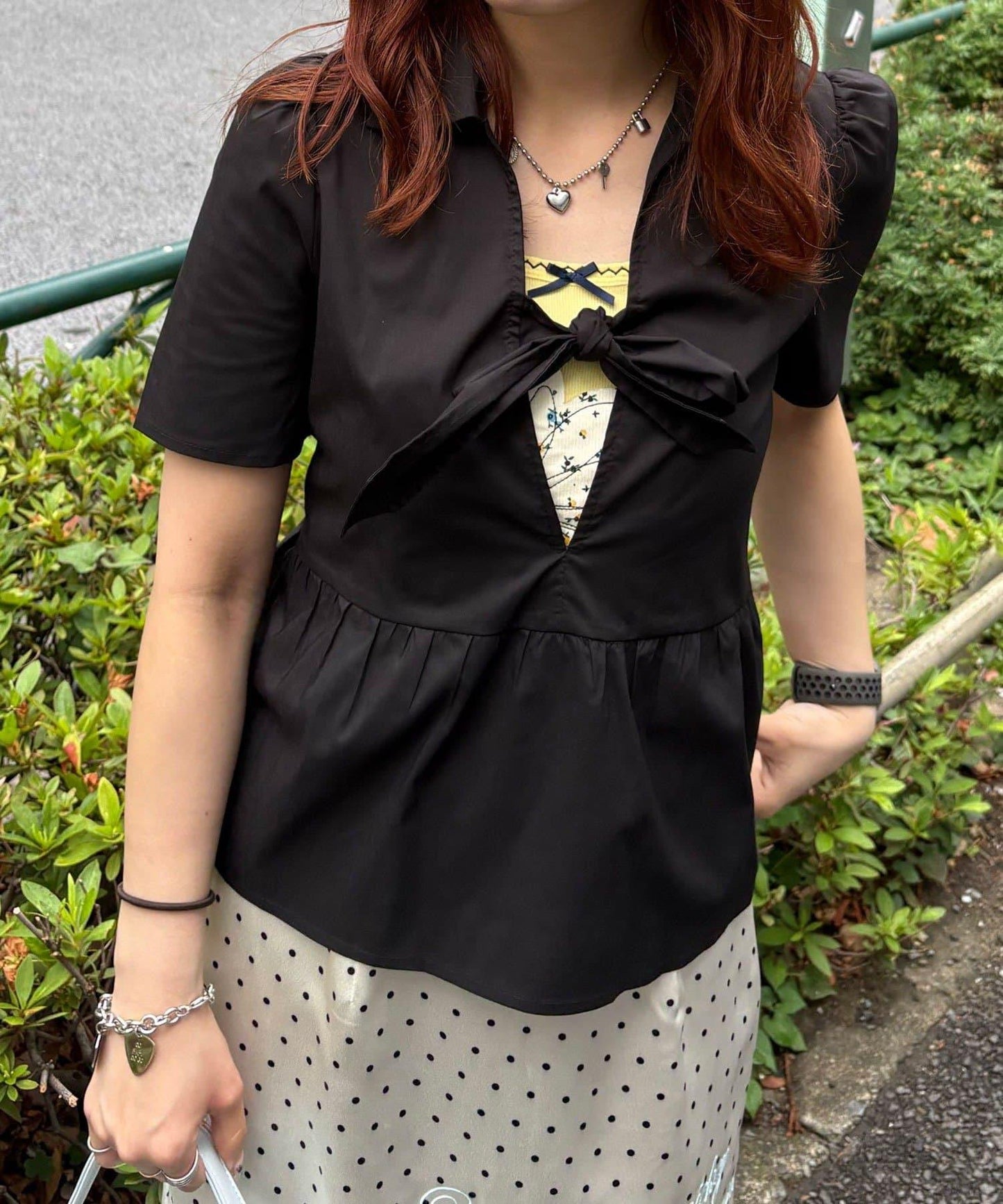 Ciaopanic 腰部蝴蝶結泡泡袖襯衫