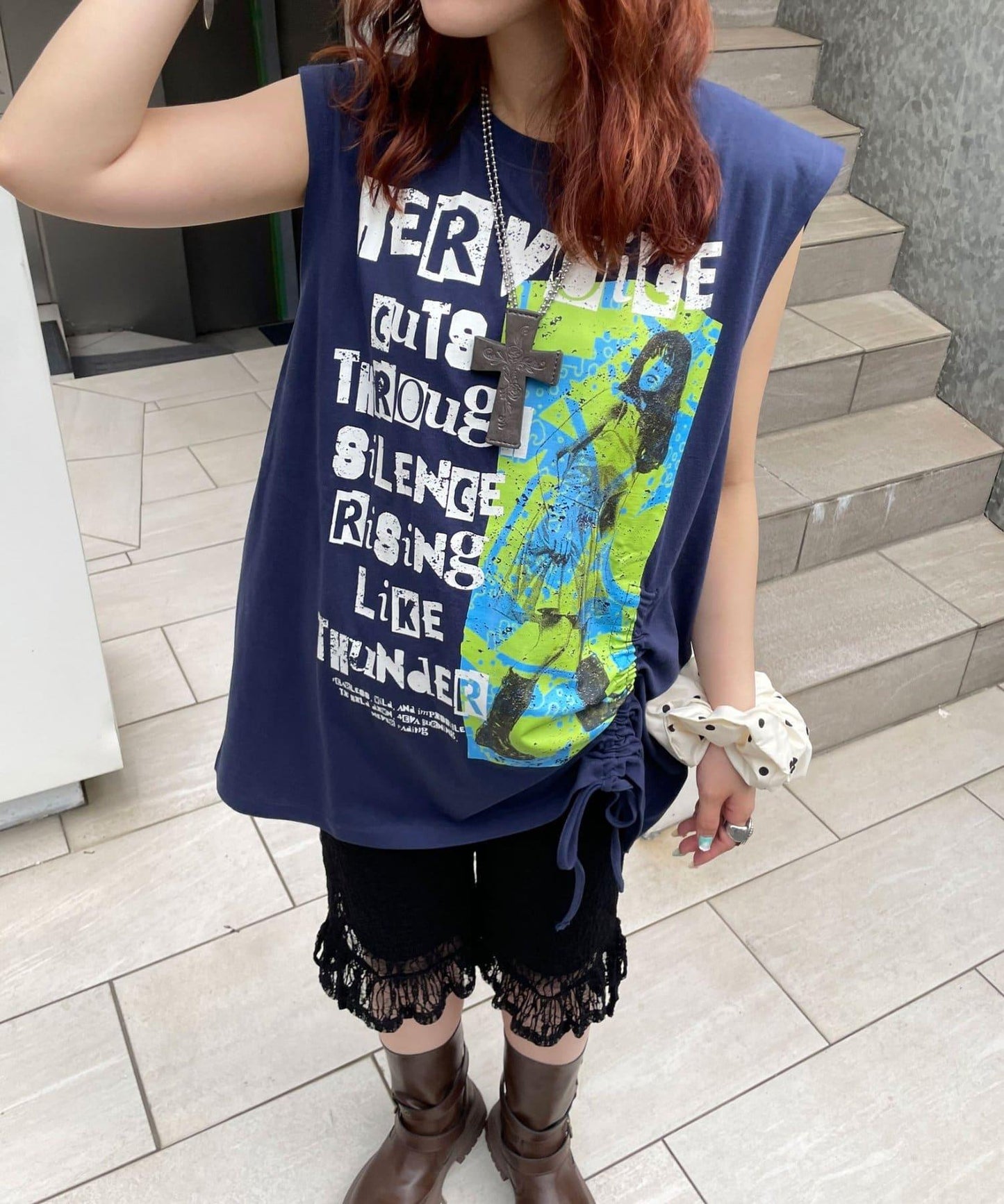 シャーリングBIGノースリーブTee