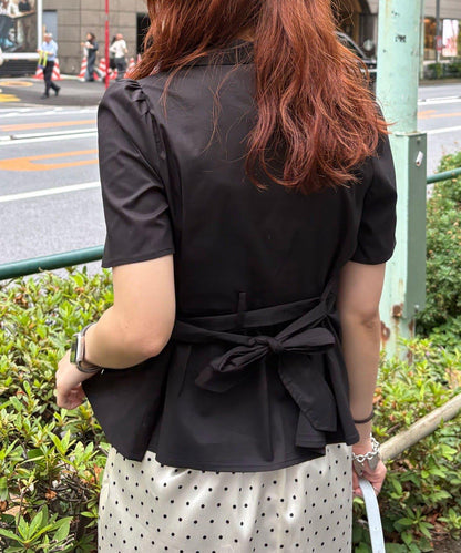 Ciaopanic 腰部蝴蝶結泡泡袖襯衫