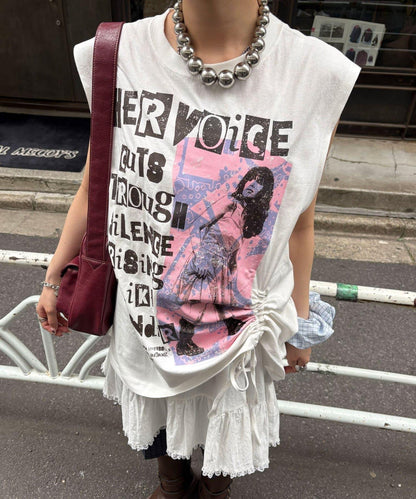 シャーリングBIGノースリーブTee