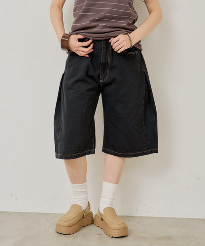 WHIMSIC SIDE TUCK DENIM SHORT PANTS