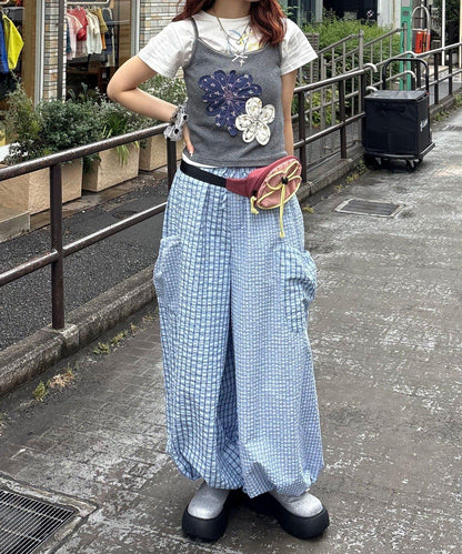 拼色抽繩腰包