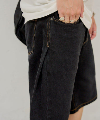 WHIMSIC SIDE TUCK DENIM SHORT PANTS