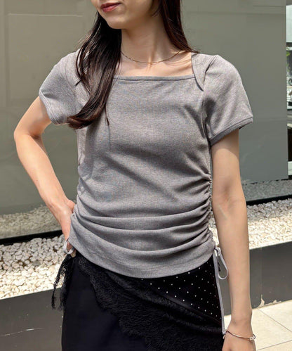 方領抽繩T恤