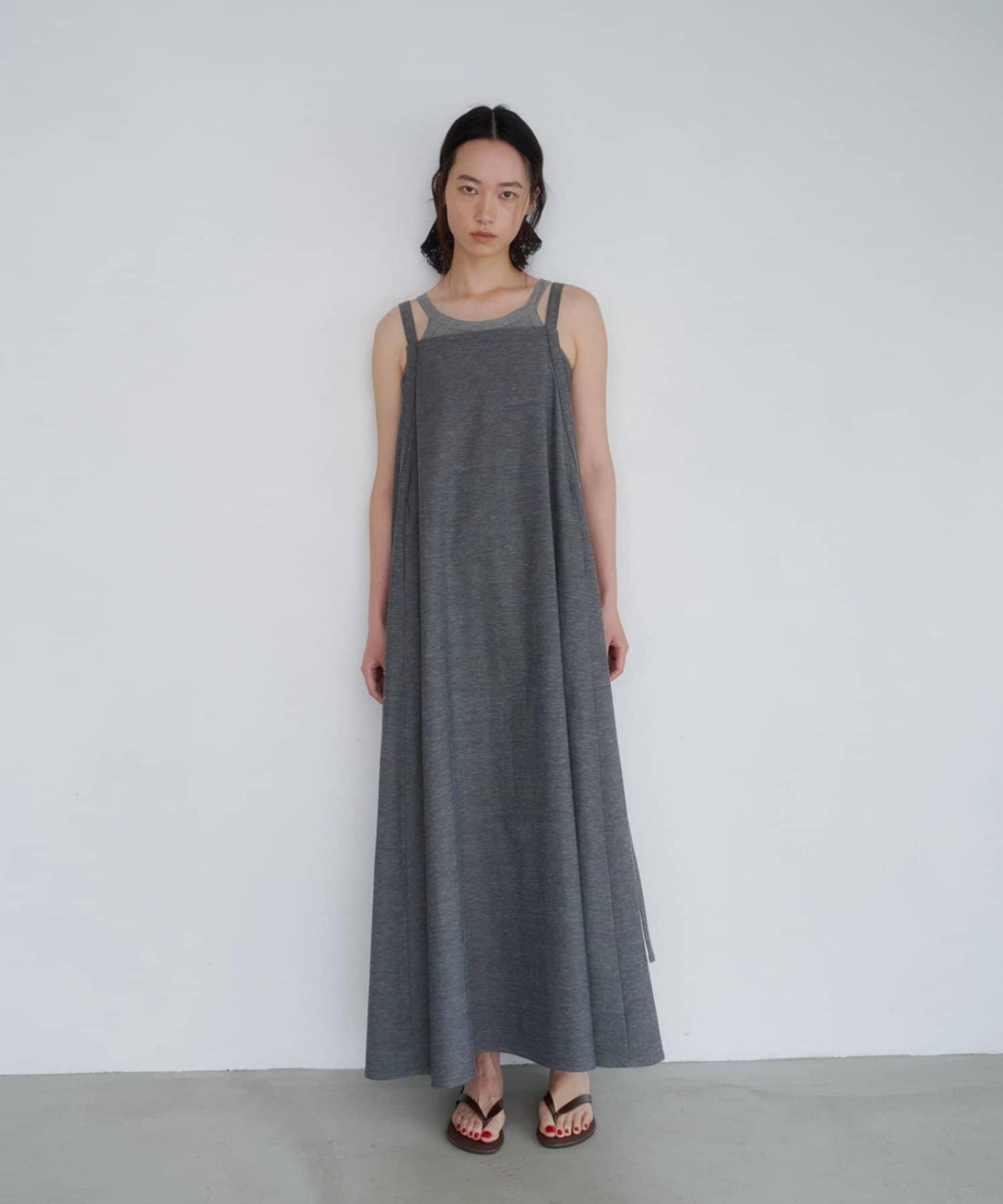 LUALY 亞麻寬鬆連衣裙