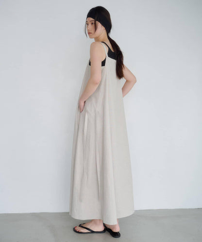 LUALY 亞麻寬鬆連衣裙