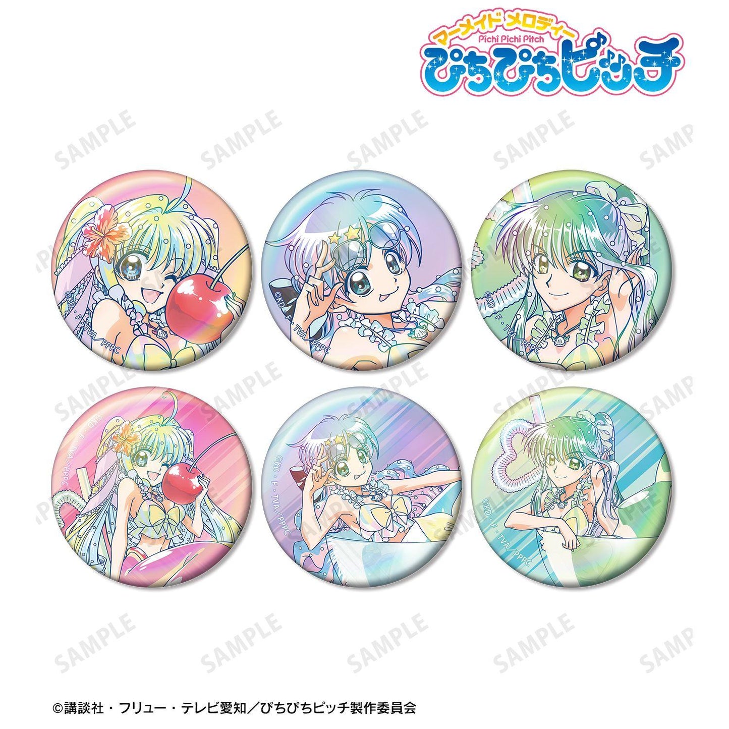 ぴちぴちピッチ_描き下ろし カクテルグラスver. トレーディング Ani-Art clear label オーロラ缶バッジ(単位/コンプリートBOX/6パック入り)
