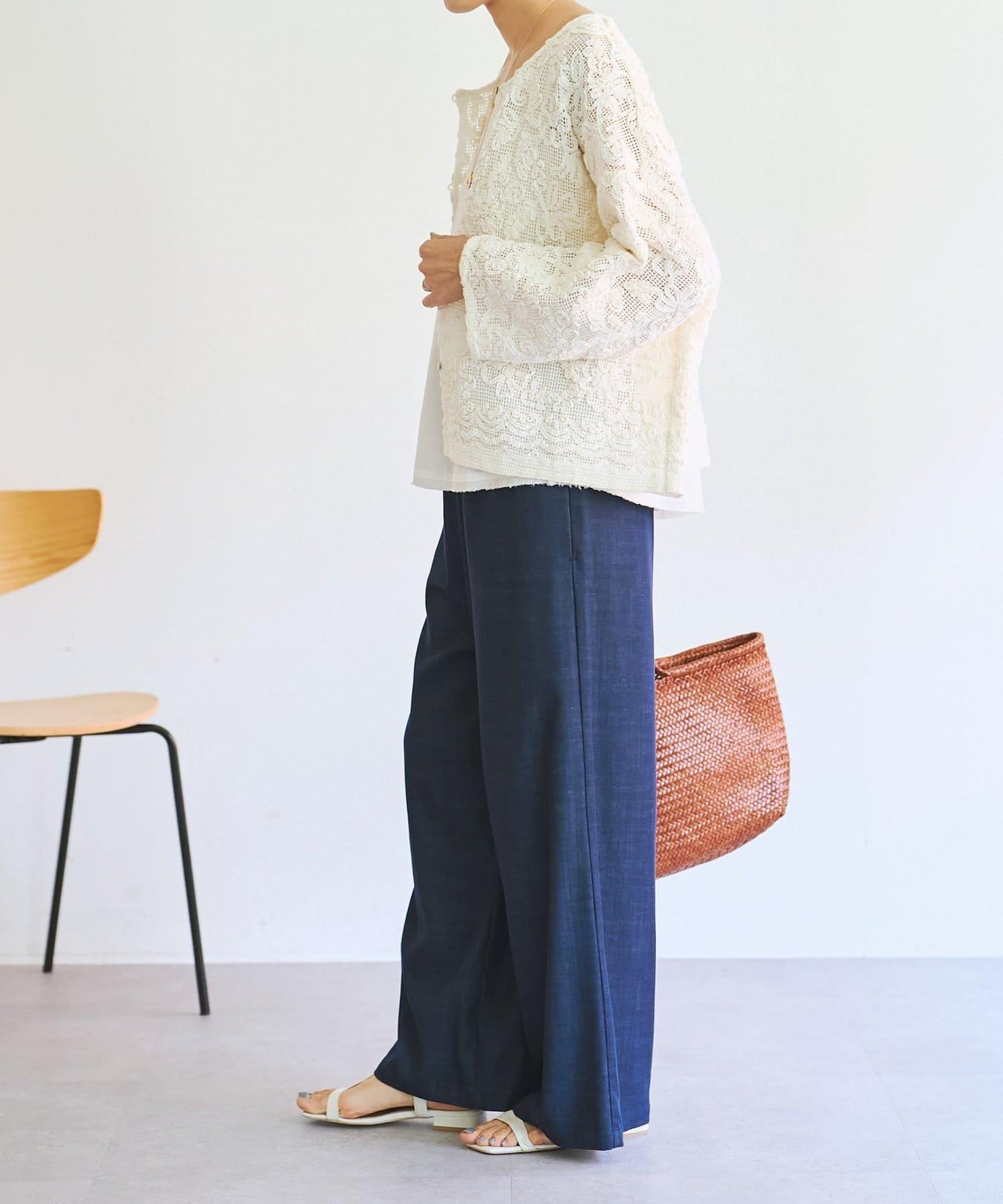 刺繡無領開衫