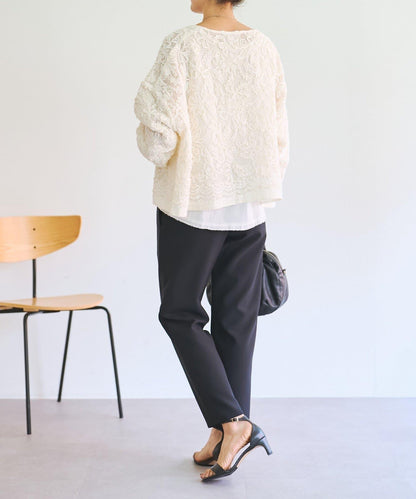 刺繡無領開衫