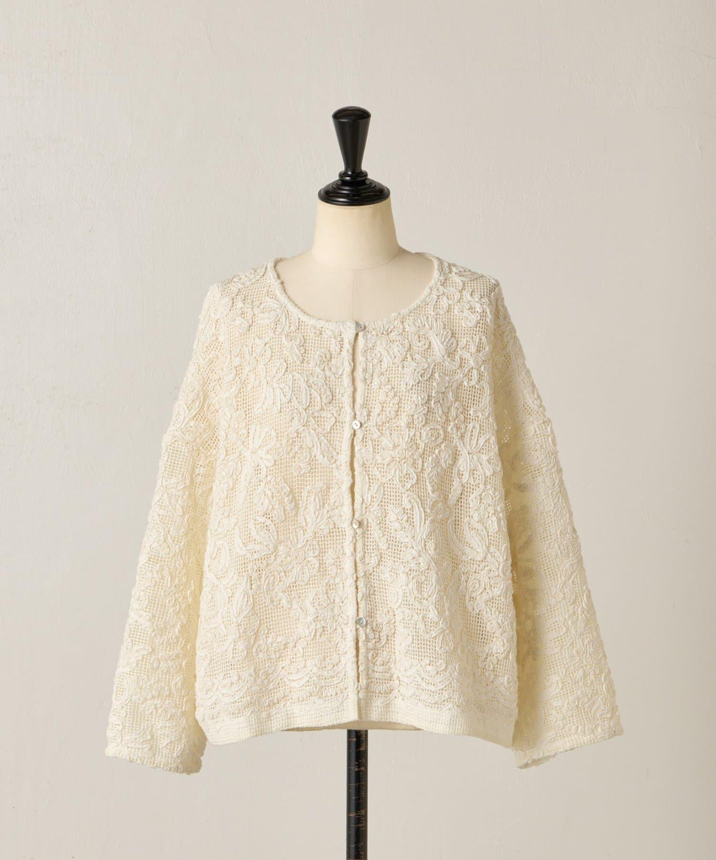 刺繡無領開衫