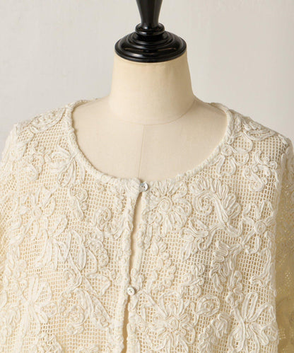 刺繡無領開衫