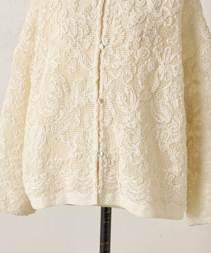 刺繡無領開衫