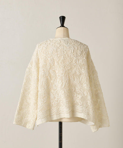 刺繡無領開衫
