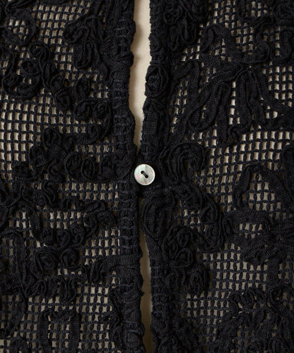 刺繡無領開衫