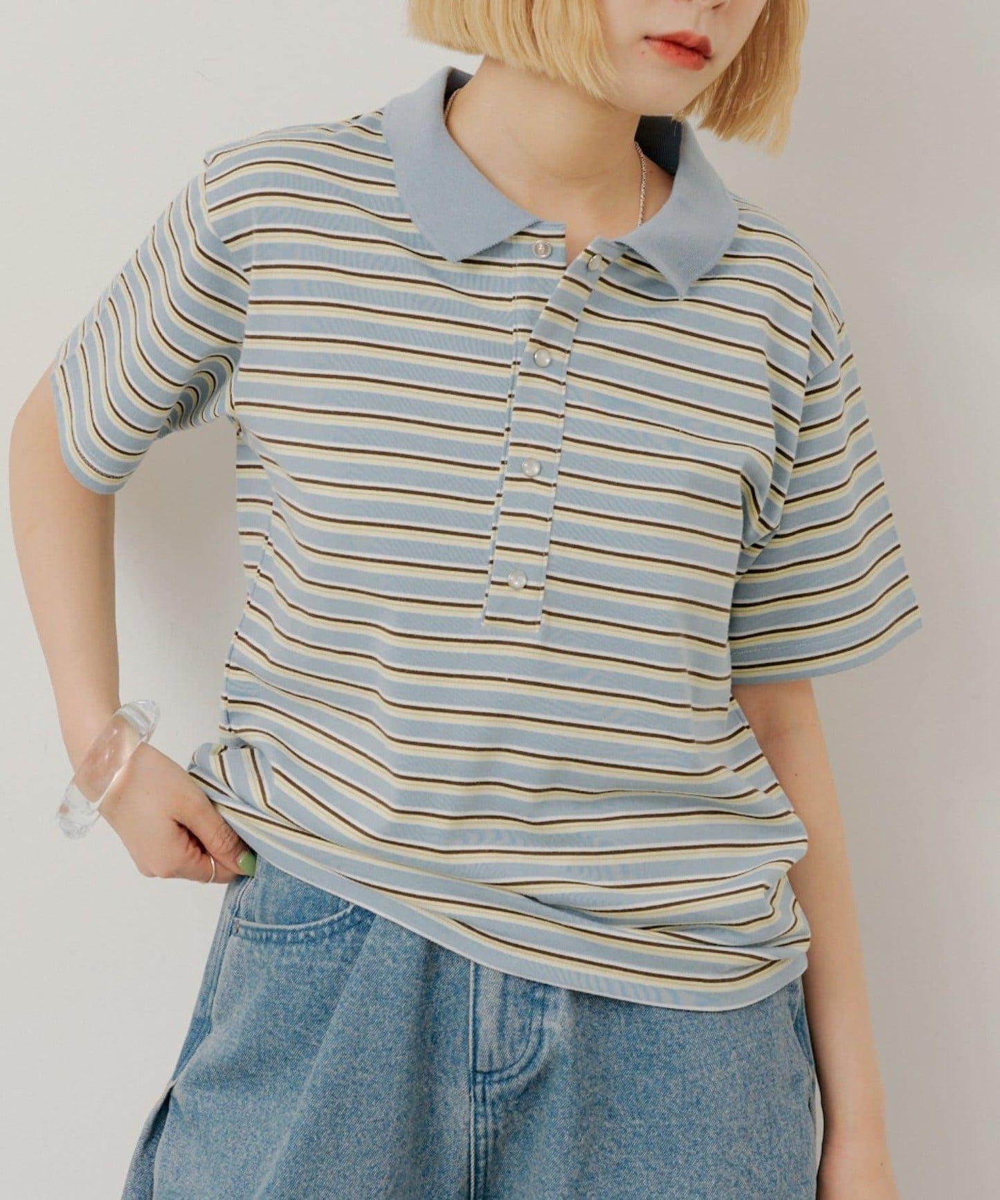 WHIMSIC/2サイズ展開 多色條紋Polo衫