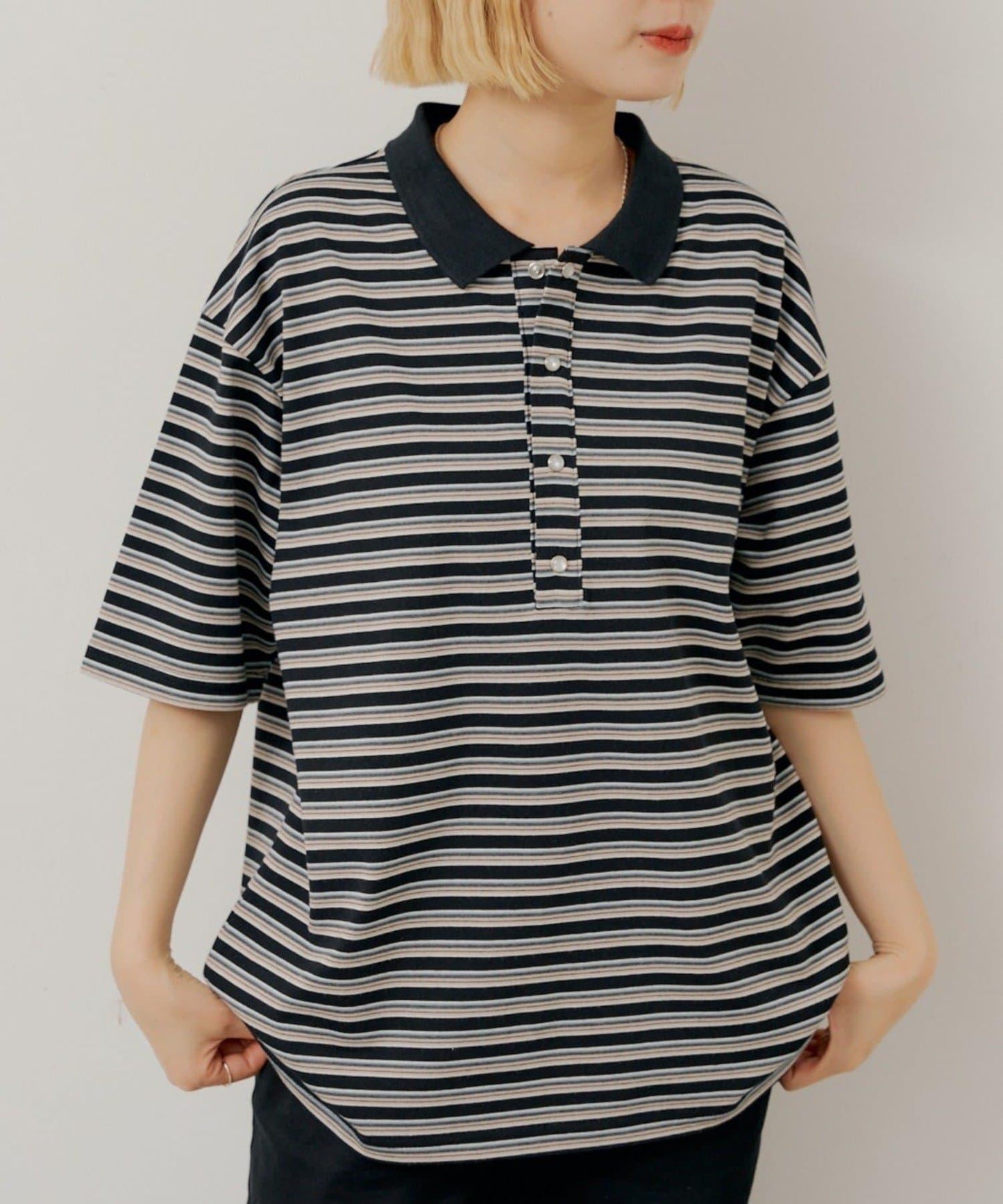 WHIMSIC/2サイズ展開 多色條紋Polo衫