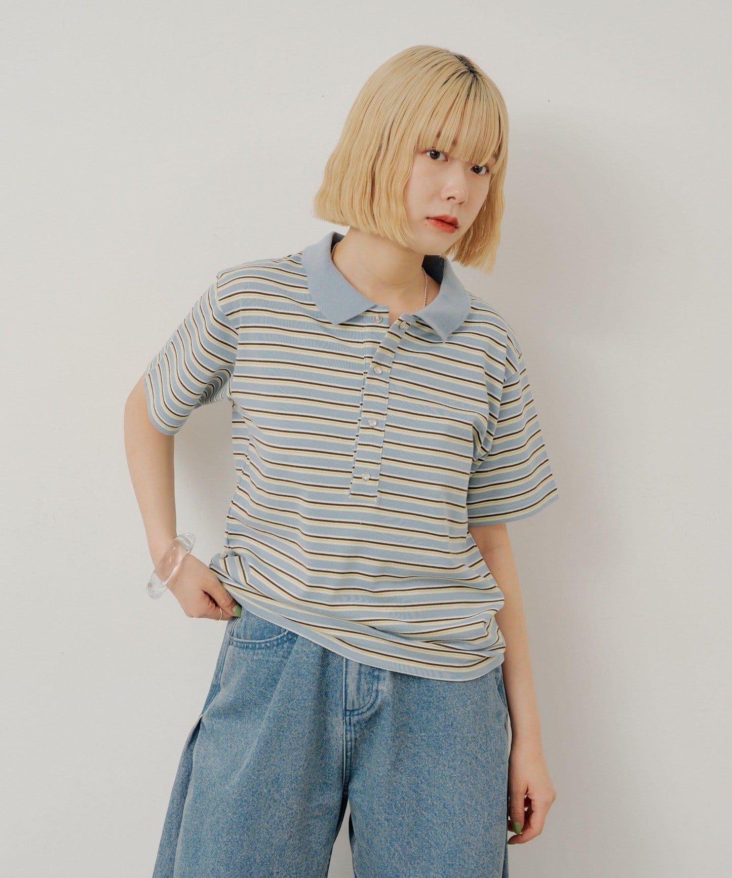 WHIMSIC/2サイズ展開 多色條紋Polo衫