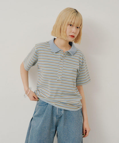 WHIMSIC/2サイズ展開 多色條紋Polo衫