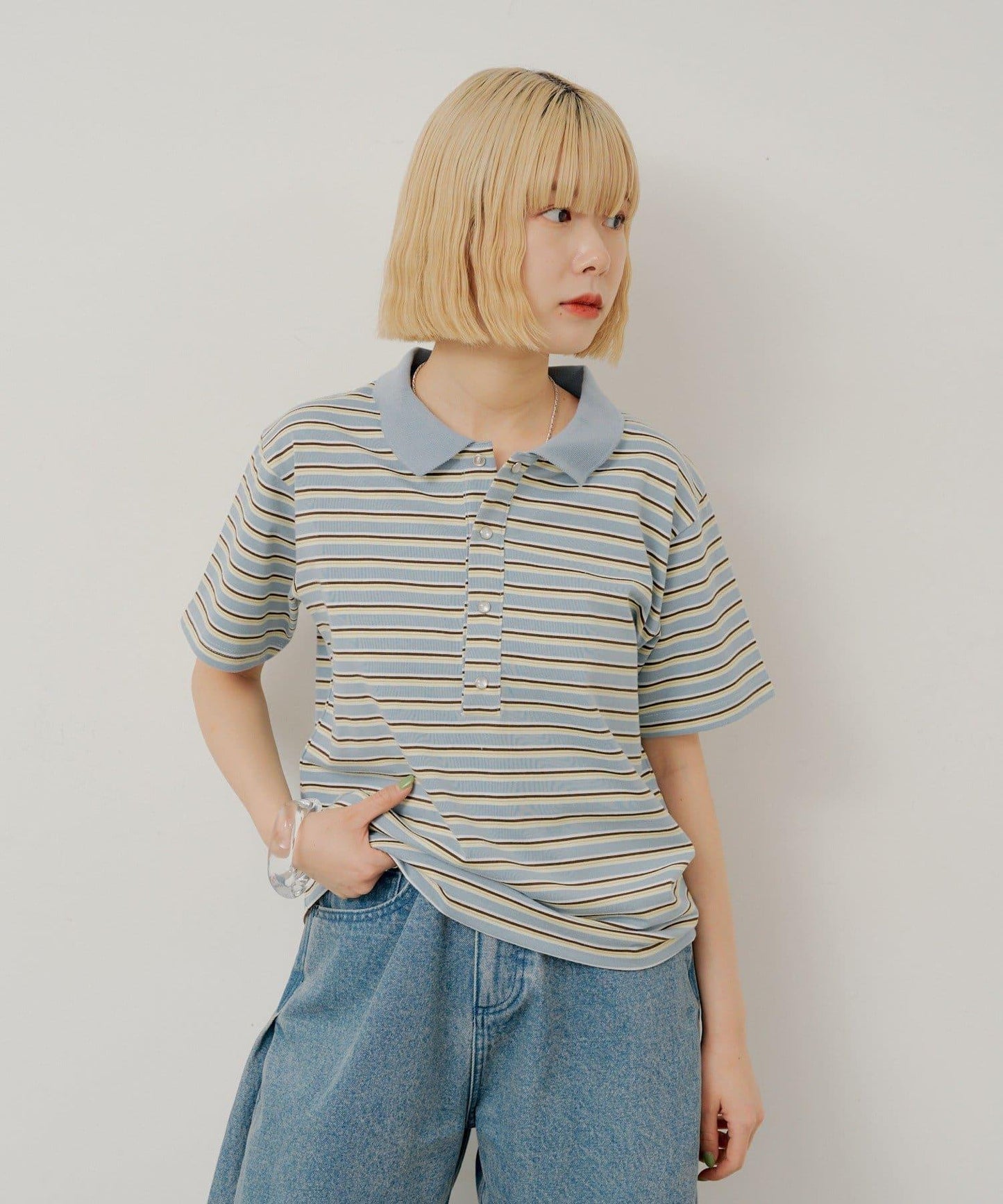 WHIMSIC/2サイズ展開 多色條紋Polo衫