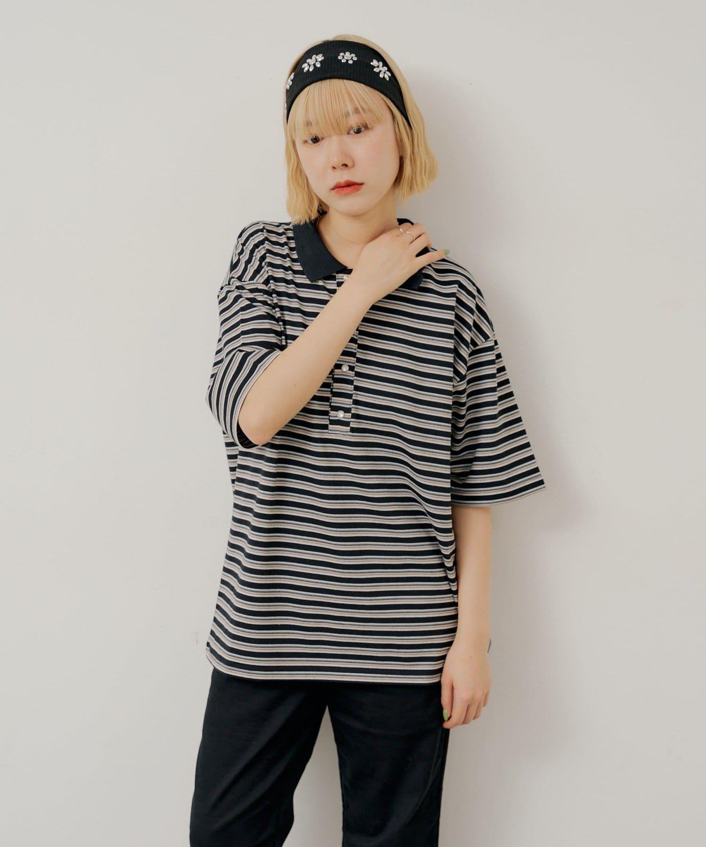 WHIMSIC/2サイズ展開 多色條紋Polo衫