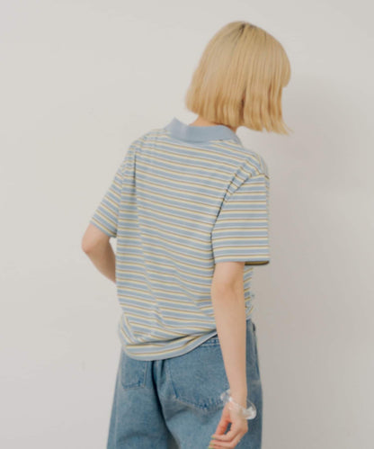 WHIMSIC/2サイズ展開 多色條紋Polo衫