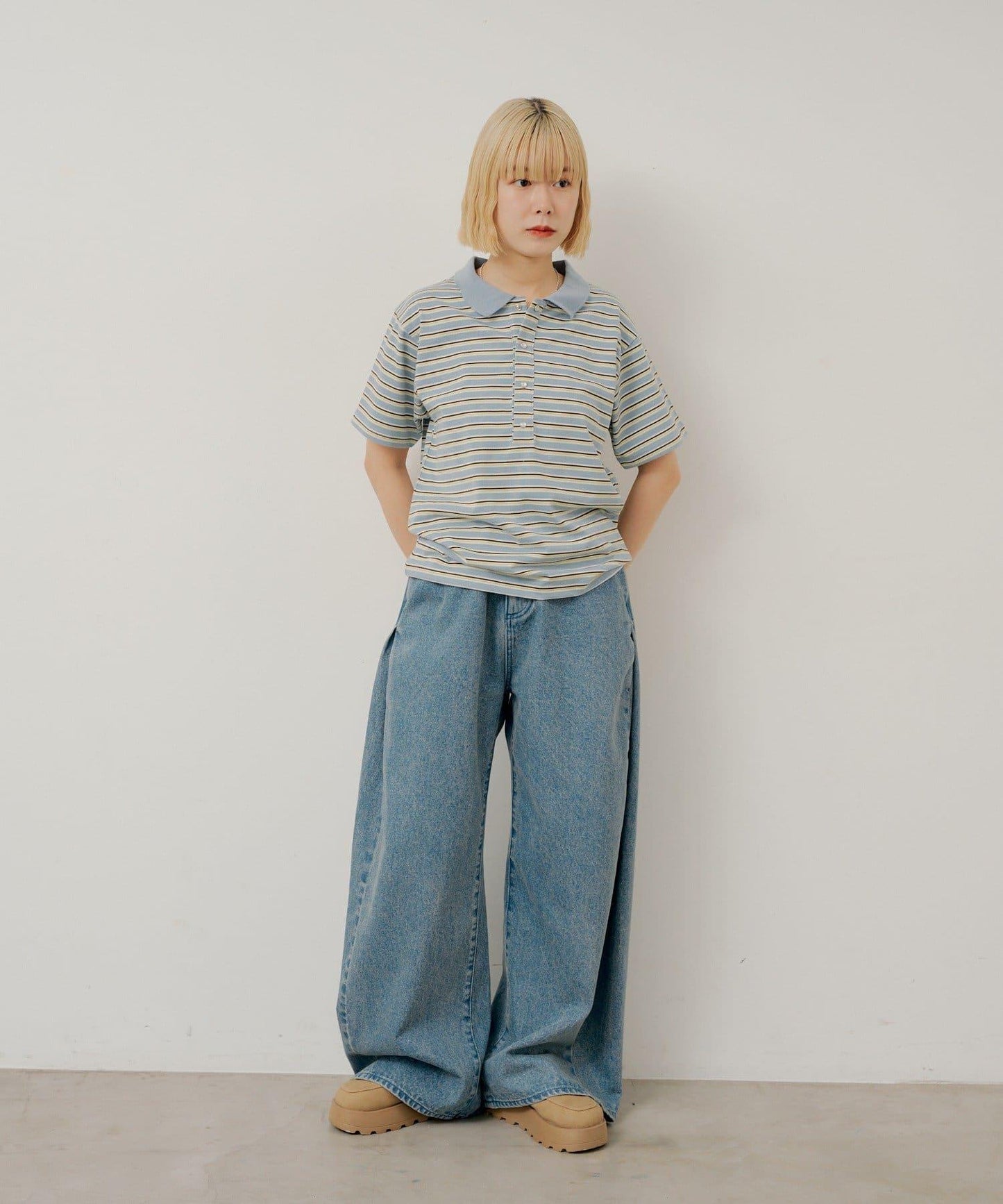 WHIMSIC/2サイズ展開 多色條紋Polo衫