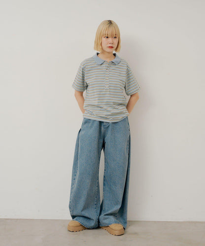 WHIMSIC/2サイズ展開 多色條紋Polo衫