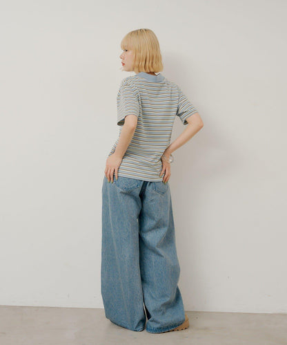 WHIMSIC/2サイズ展開 多色條紋Polo衫