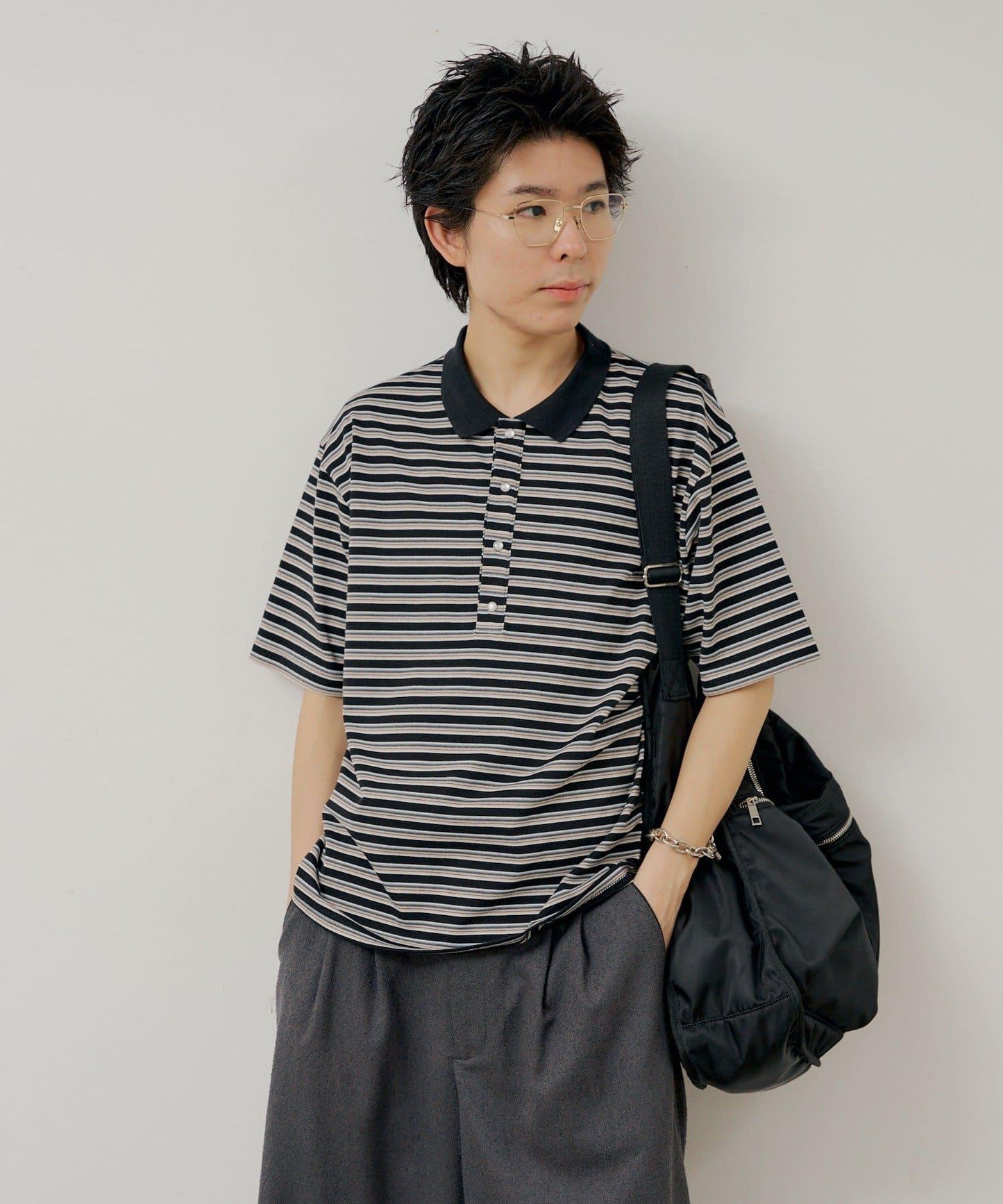 WHIMSIC/2サイズ展開 多色條紋Polo衫