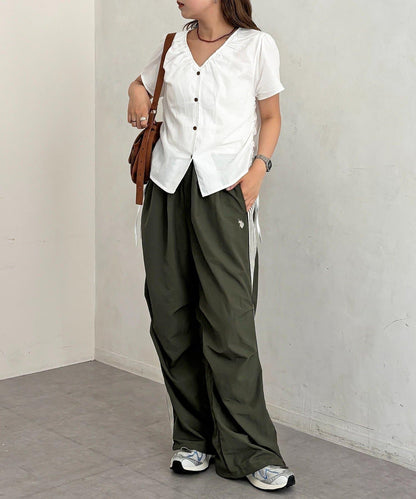 U.S. POLO ASSN. 側邊條紋尼龍褶皺褲
