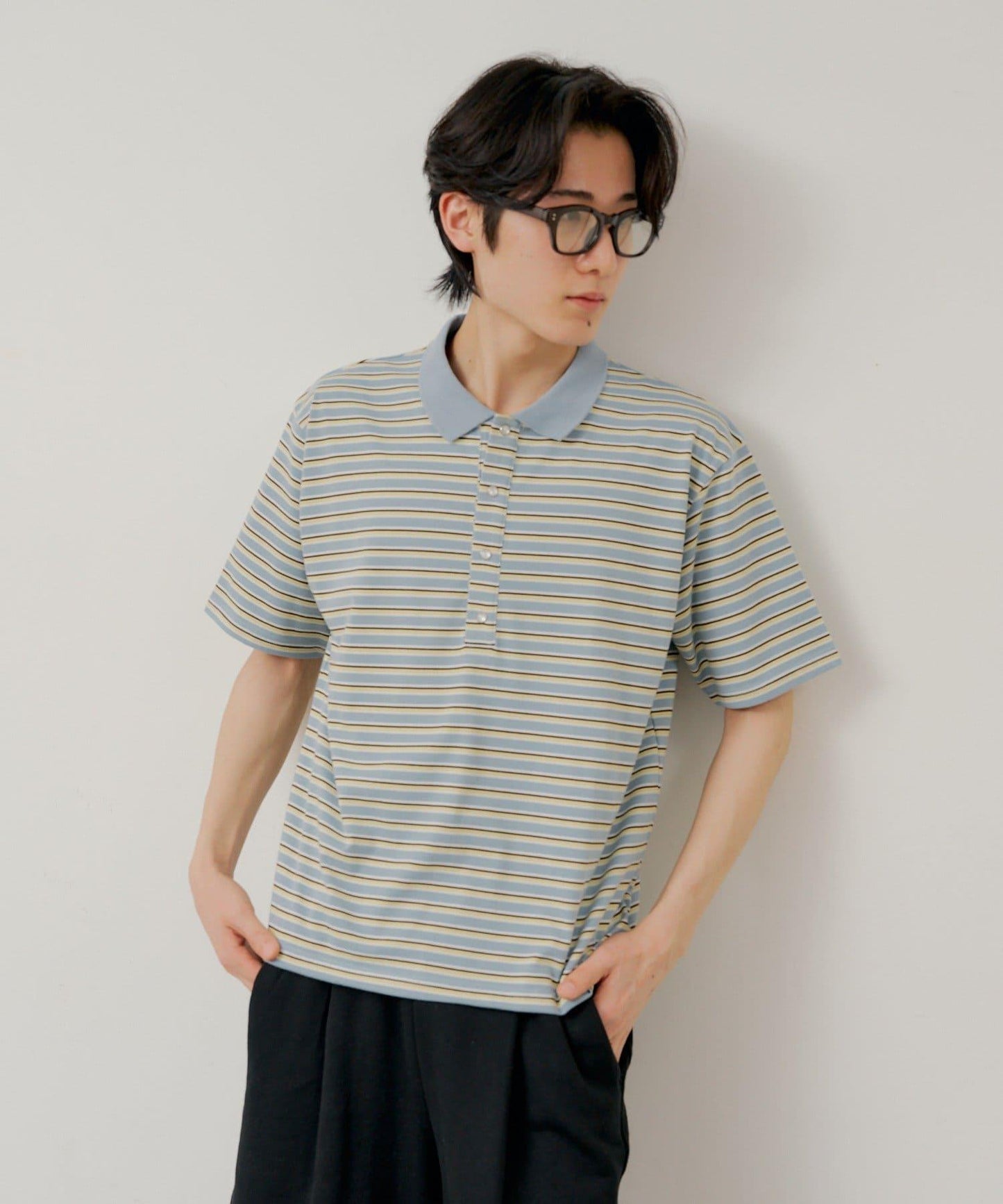 WHIMSIC/2サイズ展開 多色條紋Polo衫