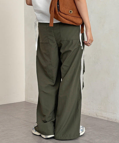 U.S. POLO ASSN. 側邊條紋尼龍褶皺褲