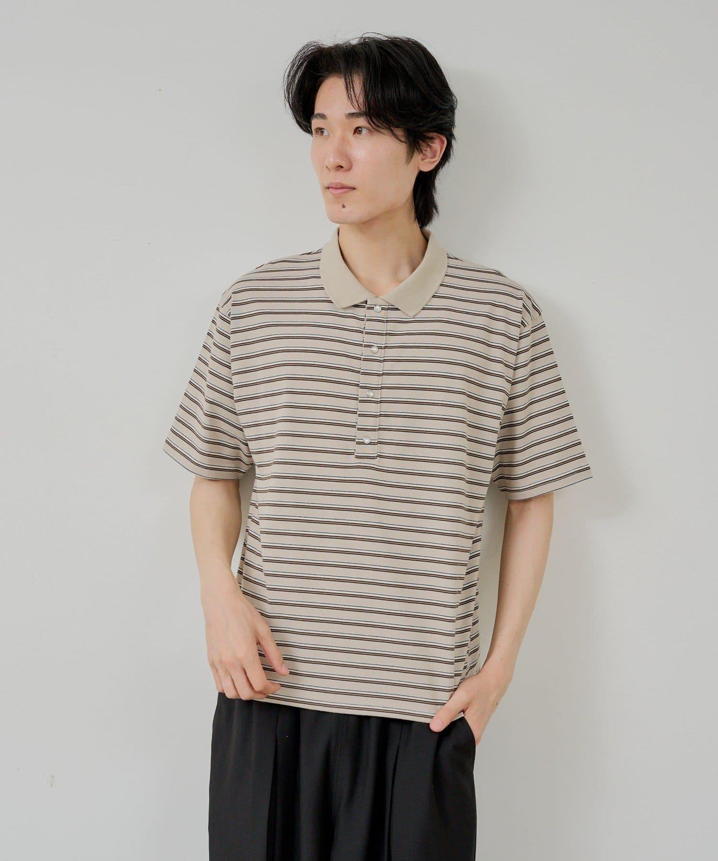 WHIMSIC/2サイズ展開 多色條紋Polo衫