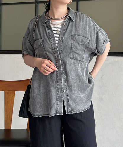 牛仔短袖襯衫