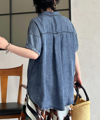 牛仔短袖襯衫