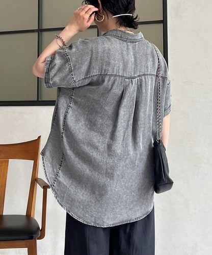 牛仔短袖襯衫