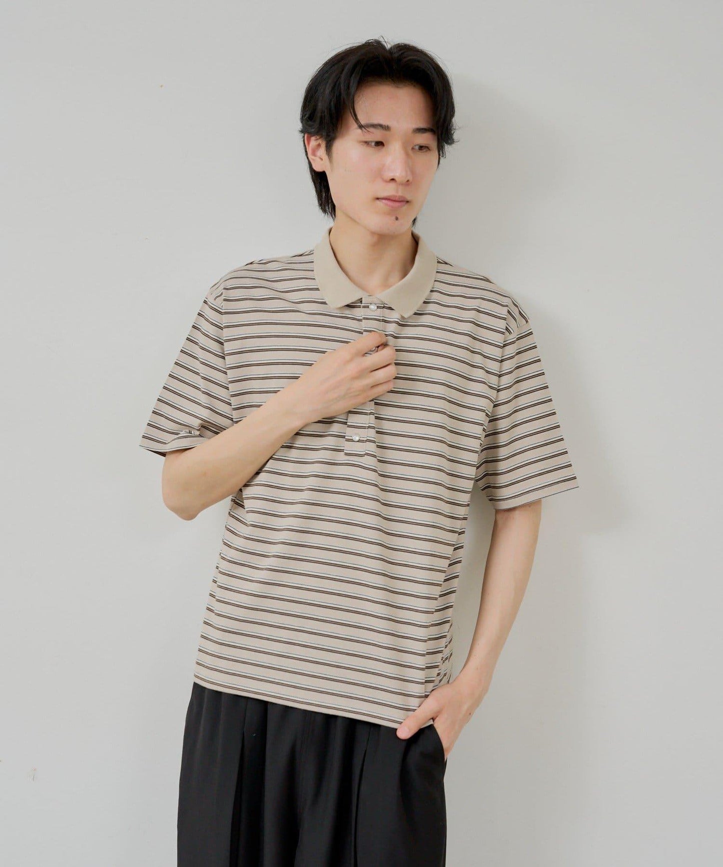 WHIMSIC/2サイズ展開 多色條紋Polo衫