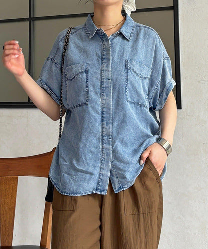 牛仔短袖襯衫