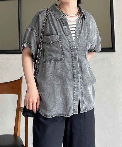 牛仔短袖襯衫