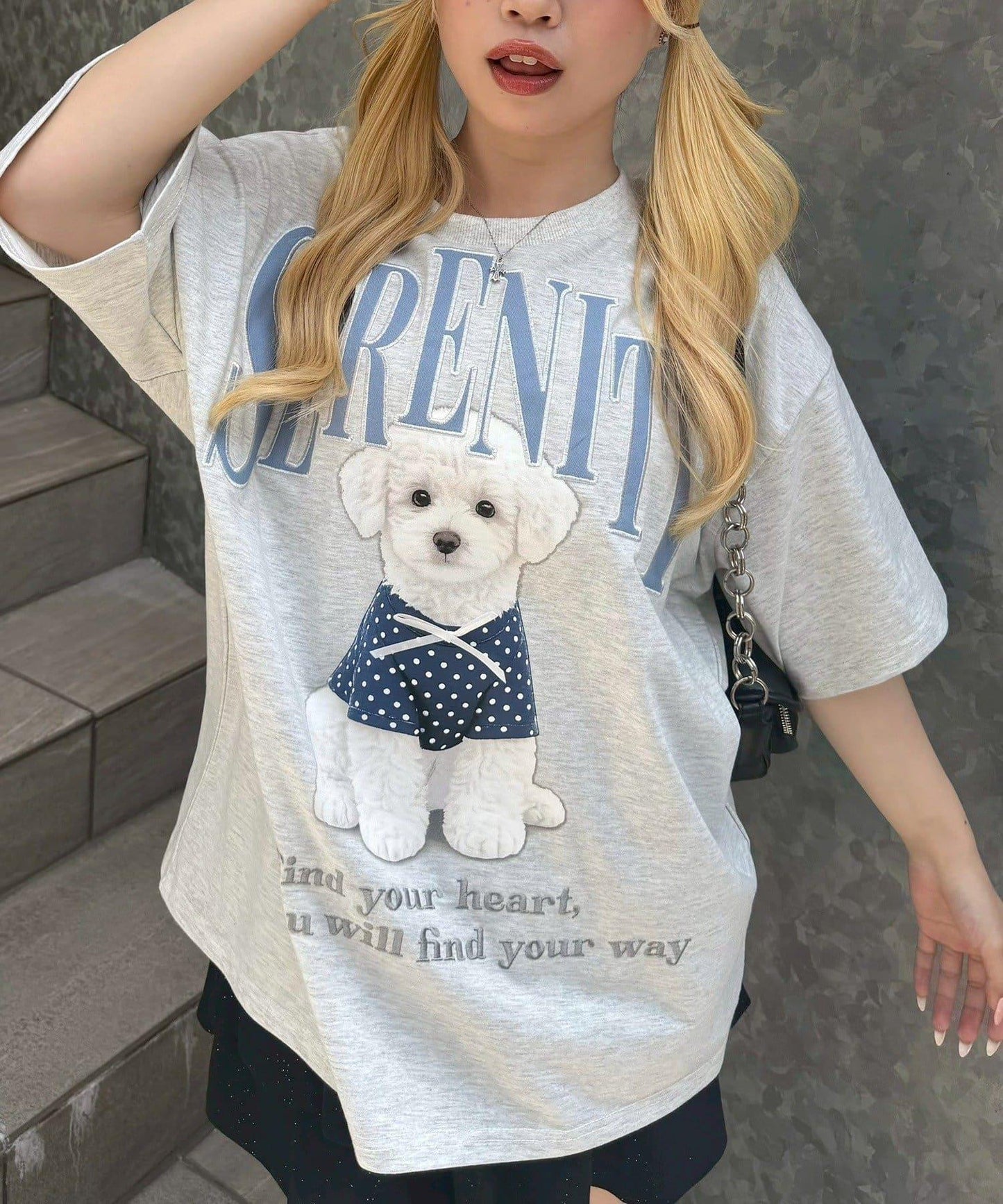 【continuer】DOG印花BIG TEE