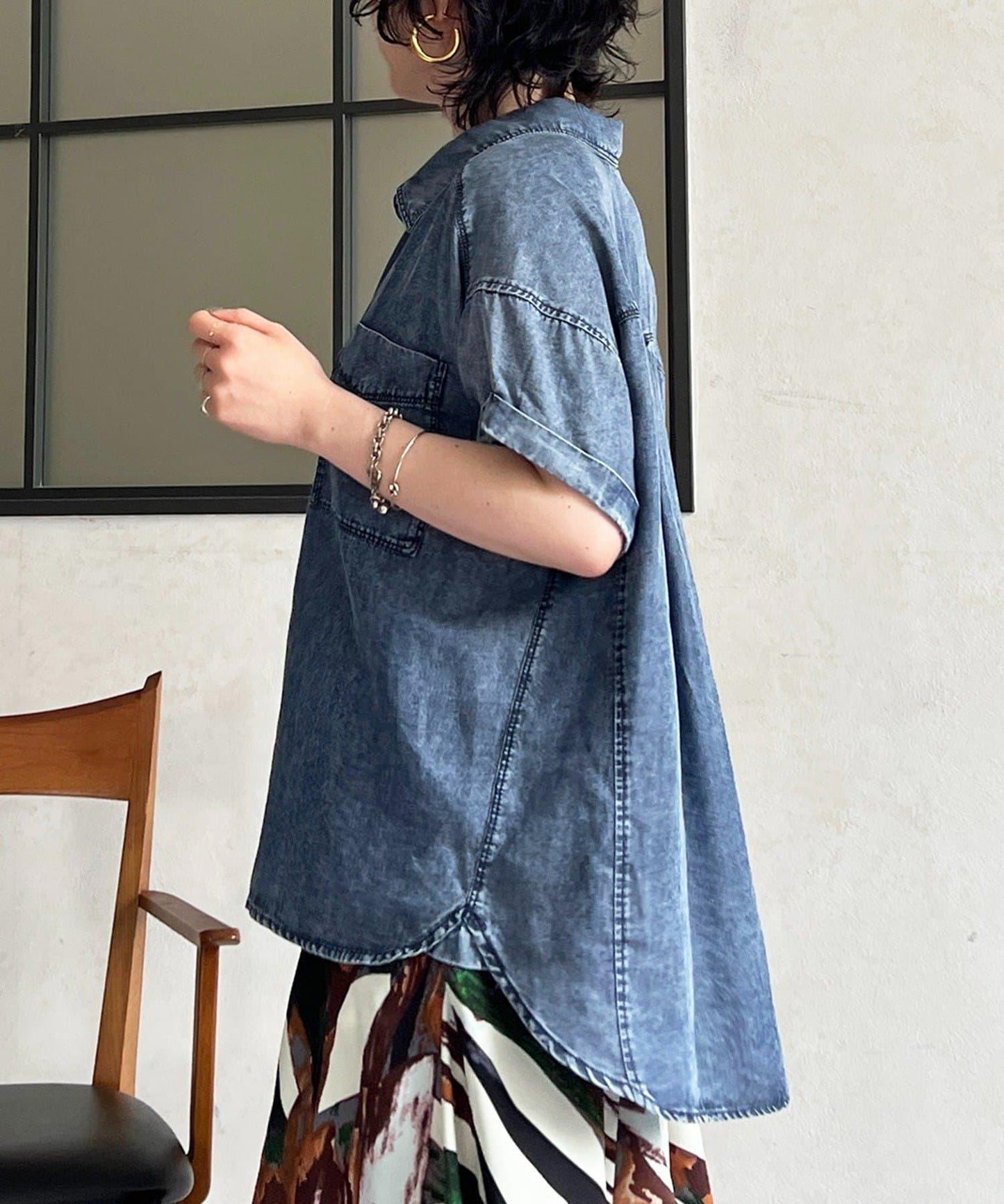 牛仔短袖襯衫