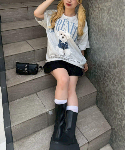 【continuer】DOG印花BIG TEE