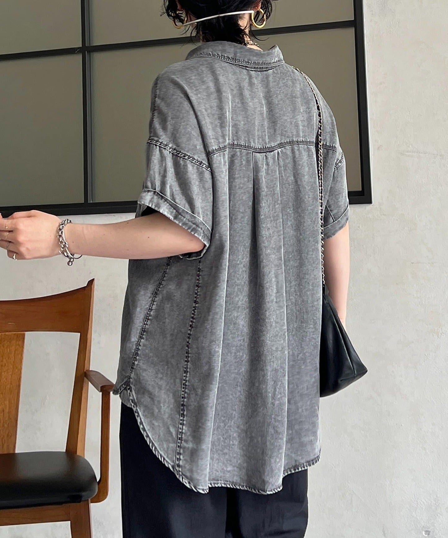 牛仔短袖襯衫