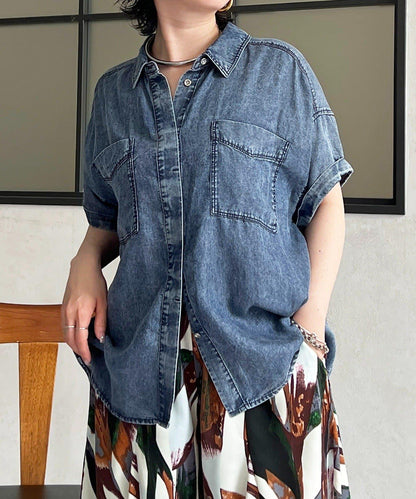 牛仔短袖襯衫