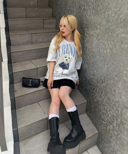 【continuer】DOG印花BIG TEE