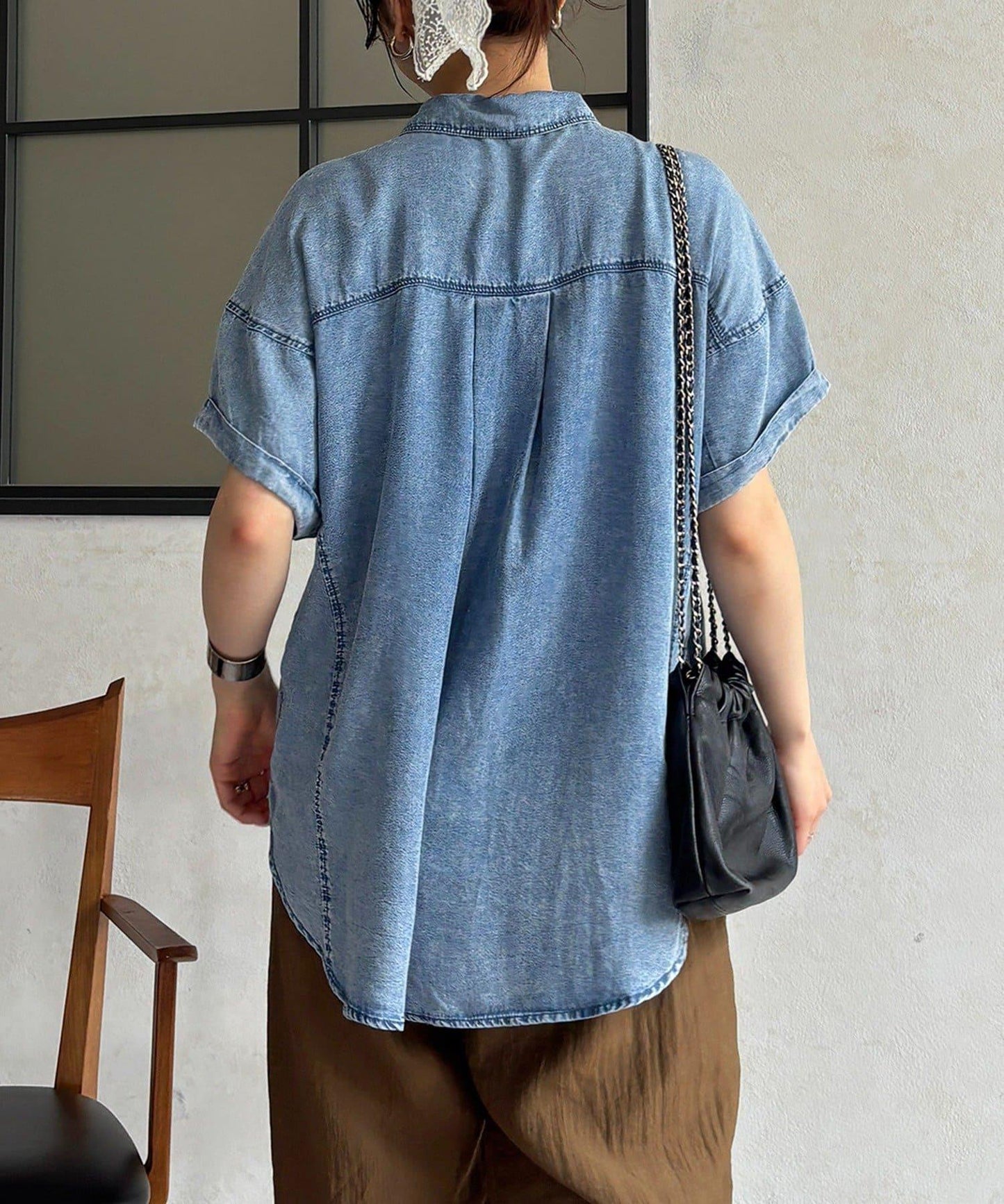 牛仔短袖襯衫