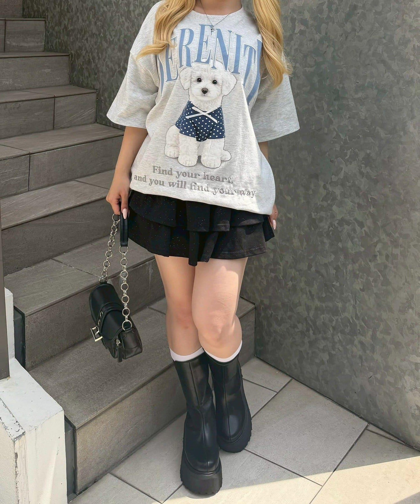 【continuer】DOG印花BIG TEE