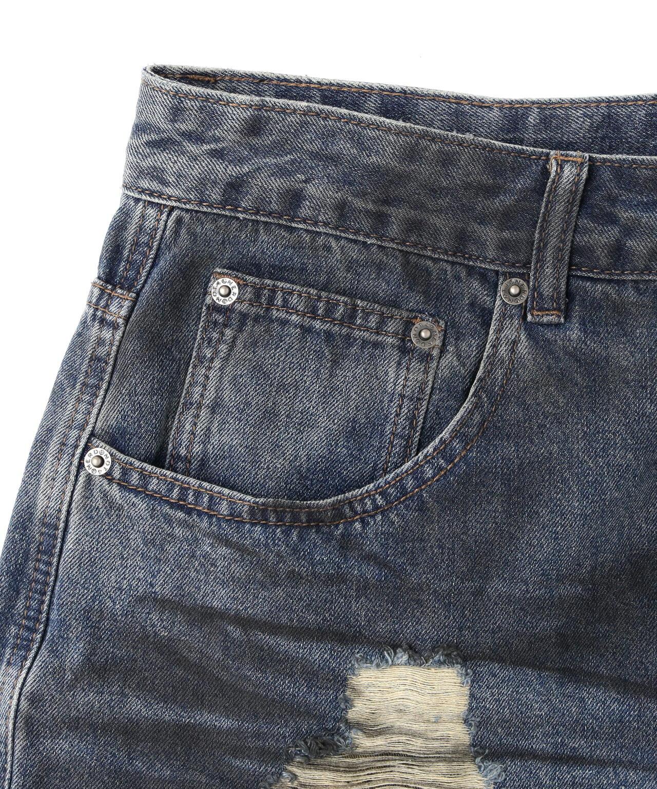 NOT4NERD Camo Layered Distressed Bermuda Denim Pants