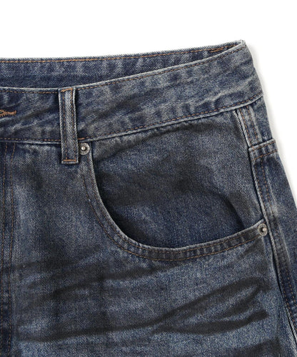 NOT4NERD Camo Layered Distressed Bermuda Denim Pants