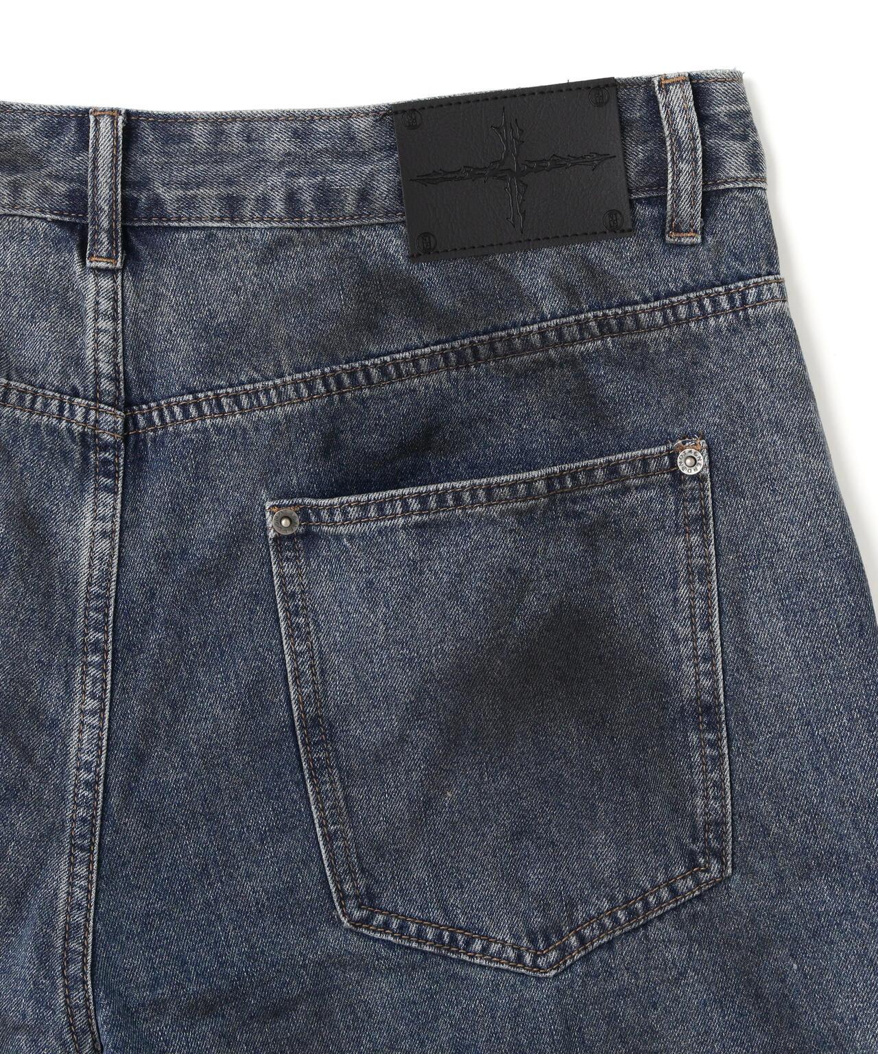 NOT4NERD Camo Layered Distressed Bermuda Denim Pants